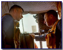 aboard helicopter